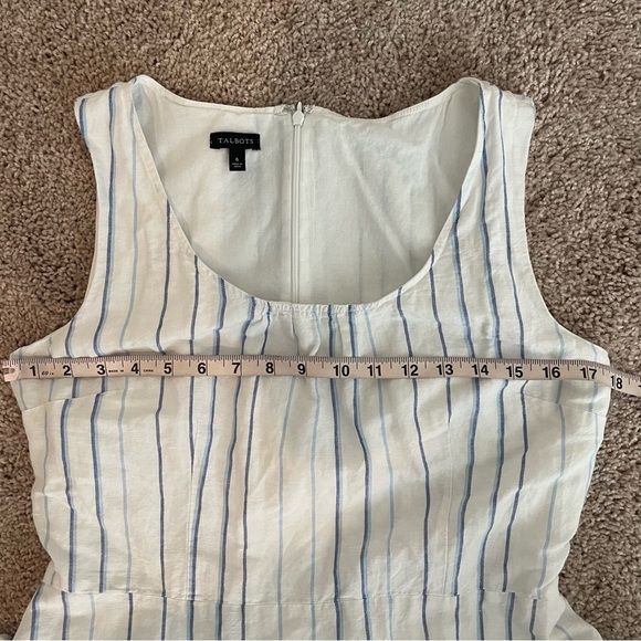 Talbots Tiered Linen Maxi Dress With Light Blue Stripes - Picture 10 of 14